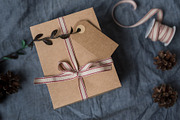 Christmas styled present stock photo