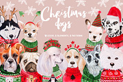 Christmas Watercolor Dogs 2019