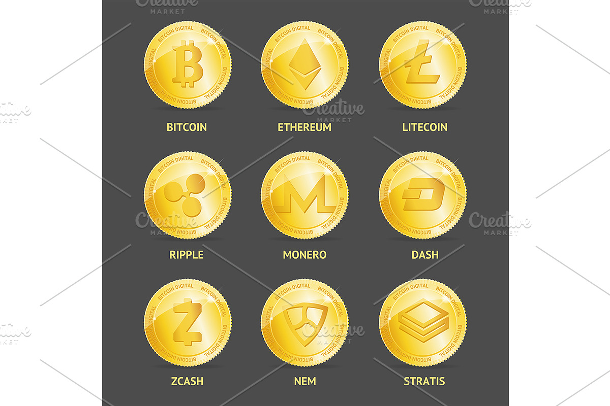 Realistic 3d Crypto Coins Set. in Illustrations - product preview 8