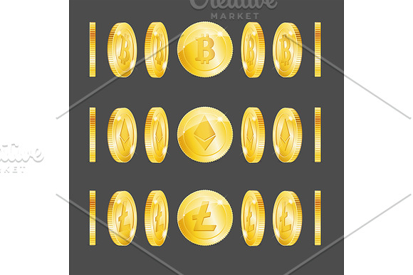 Realistic 3d Crypto Coins Set. in Illustrations - product preview 2