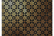 Winter pattern texture gold snowflake. Vector golden and black background