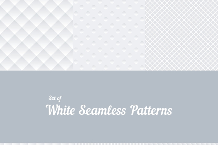 Set of white seamless patterns