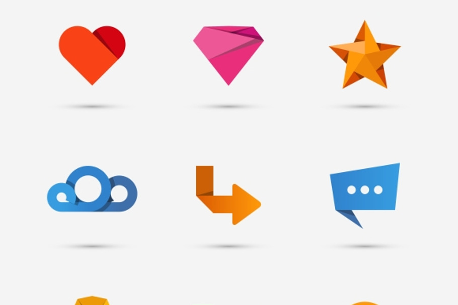 Modern flat paper icons