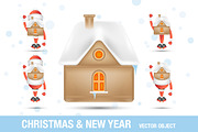Xmas set - Santa Clauses and House