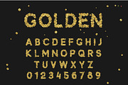 Gold Font set with letters from golden sequins