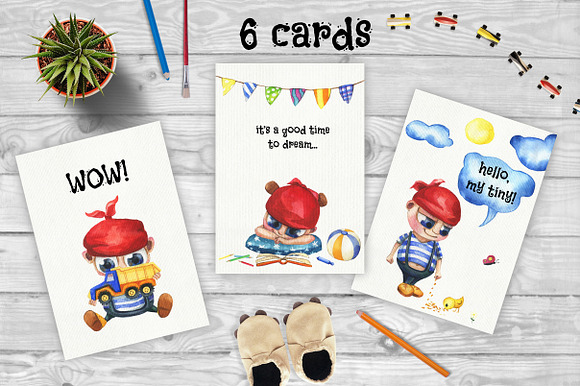 Cute boy - hand drawn set in Objects - product preview 2