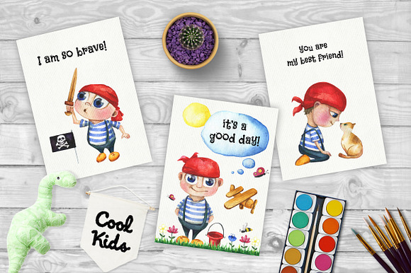Cute boy - hand drawn set in Objects - product preview 3