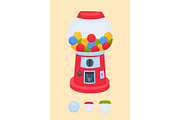 vending machine for the sale of chewing gum, balls, toys. Gumball machine. Vector illustration