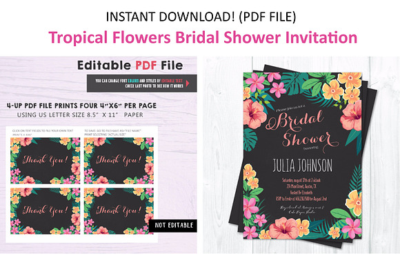 Tropical Bridal Shower Invitation in Wedding Templates - product preview 1