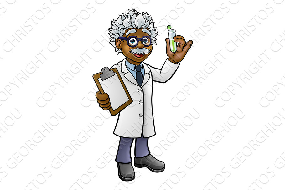 Cartoon Scientist Holding Test Tube and Clipboard in Illustrations - product preview 8