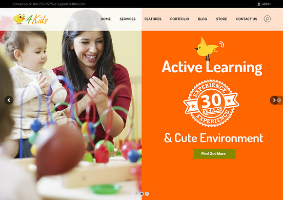 4Kids - Childcare WordPress Theme in WordPress Business Themes - product preview 2