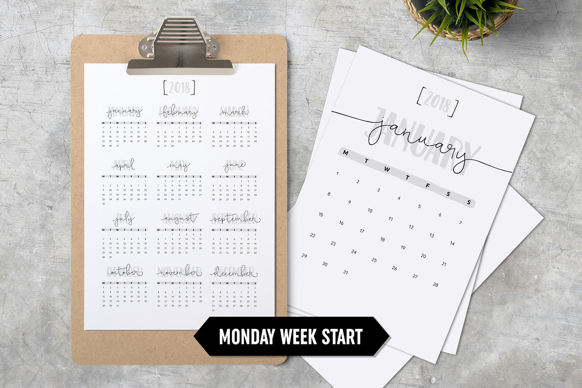 Calendar 2018 Minimalistic in Stationery Templates - product preview 8