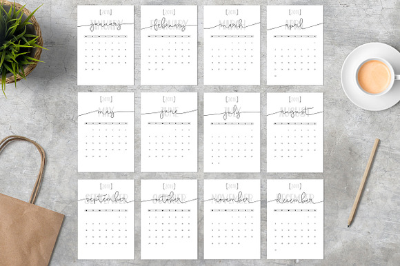 Calendar 2018 Minimalistic in Stationery Templates - product preview 1