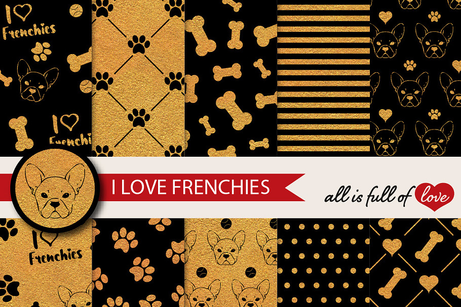 Frenchie Golden Background Patterns