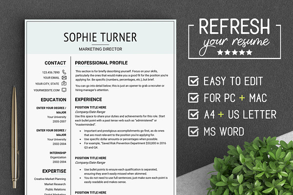 Professional RESUME Template A4 & US