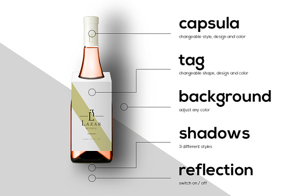All-In-One Wine Bottle Mockup in Product Mockups - product preview 3