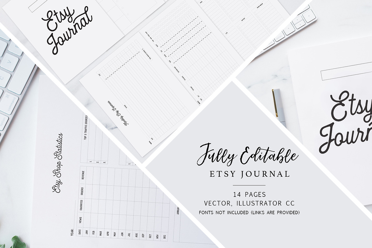 Fully Editable Etsy Journal in Stationery Templates - product preview 8