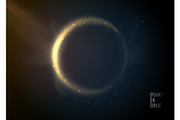Planet in space background. Universe stars. Eclipse