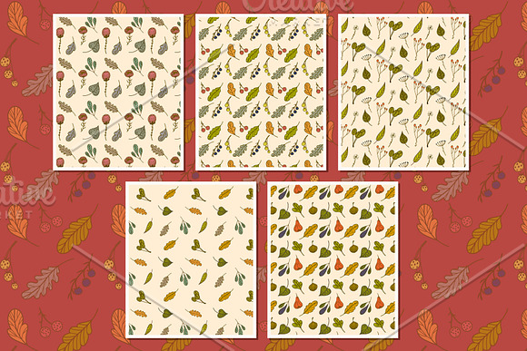 Set of "Monsters in leaves" in Card Templates - product preview 2