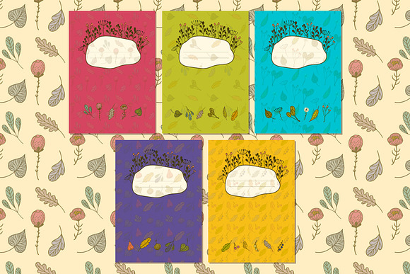 Set of "Monsters in leaves" in Card Templates - product preview 3