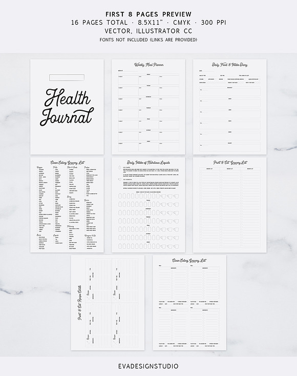 Fully Editable Health Journal ✎ in Stationery Templates - product preview 1
