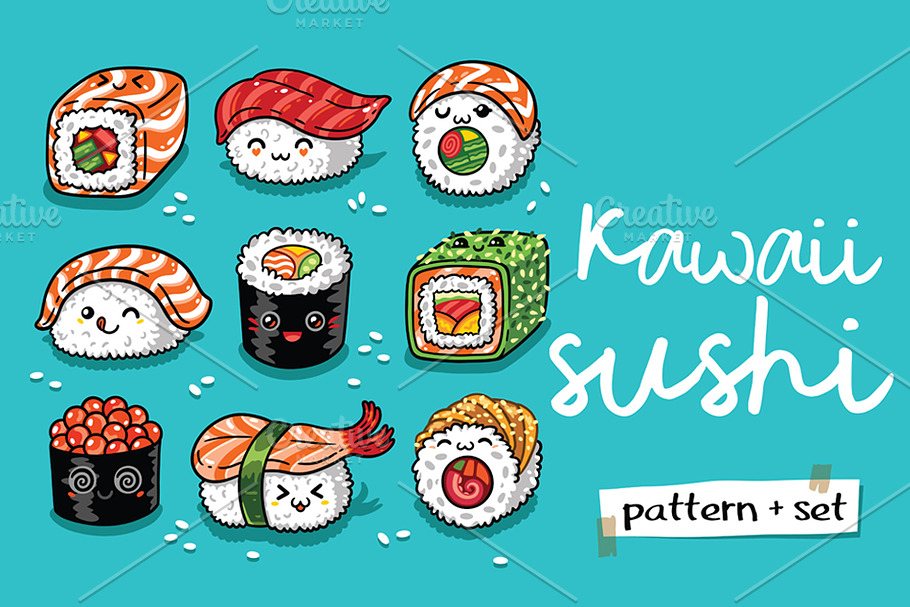 Kawaii Sushi in Patterns - product preview 8