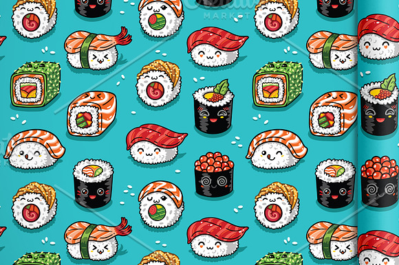 Kawaii Sushi in Patterns - product preview 1