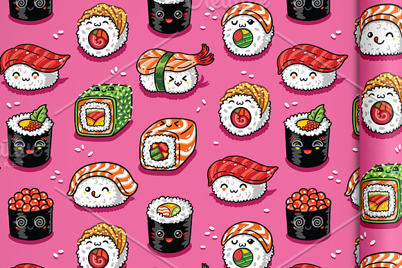 Kawaii Sushi in Patterns - product preview 2