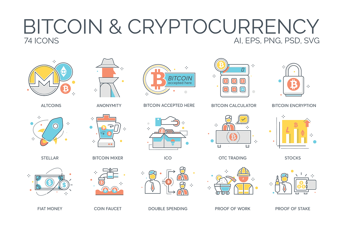 Cryptocurrency & Bitcoin Flat Icons in Flat Icons - product preview 8