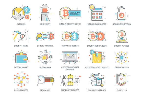Cryptocurrency & Bitcoin Flat Icons in Flat Icons - product preview 1