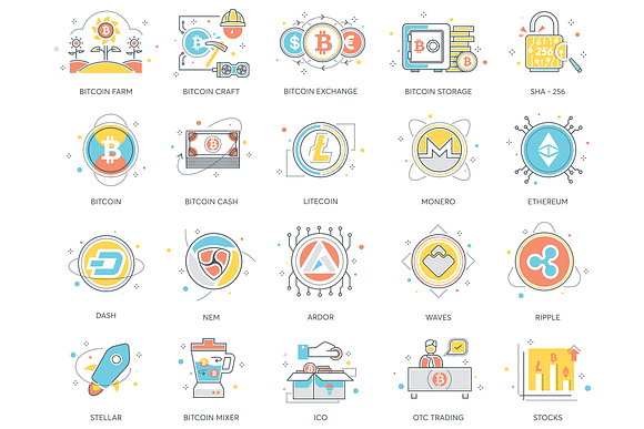 Cryptocurrency & Bitcoin Flat Icons in Flat Icons - product preview 2