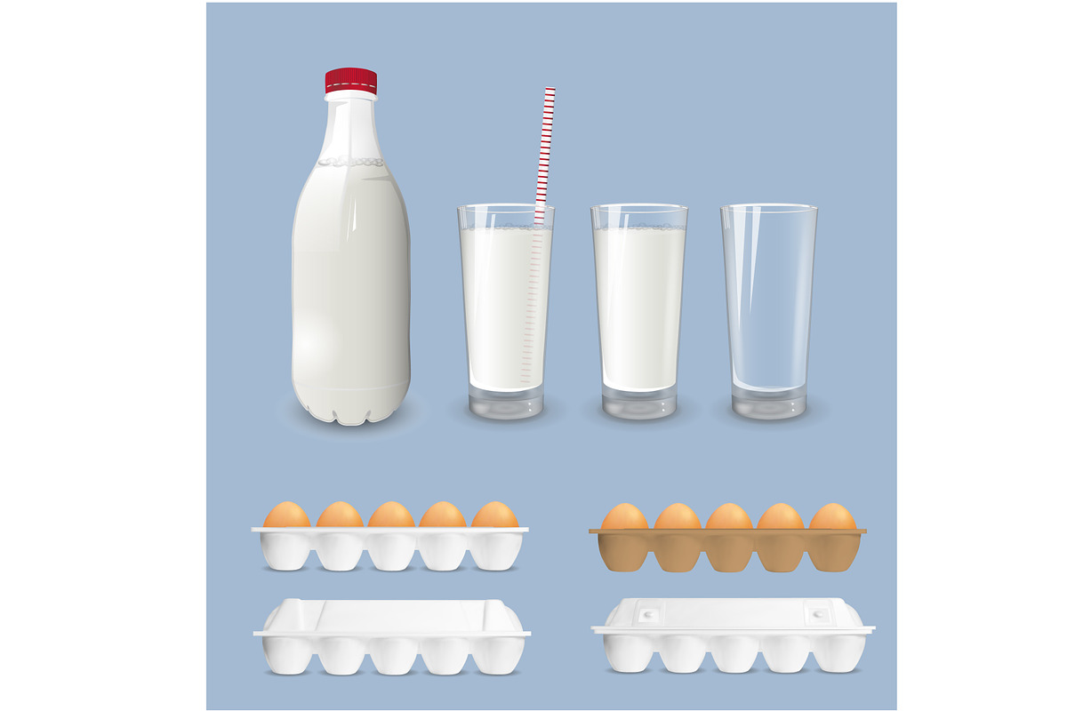 Container for eggs, bottle with milk in Product Mockups - product preview 8