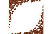 Background with realistic coffee beans and copy space. Vector illustration.