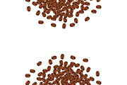 Coffee beans background with copy space. Realistic vector illustration.