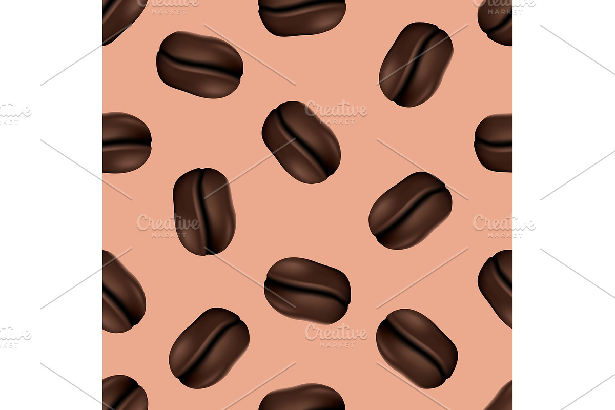 Seamless pattern with coffee beans. Realistic vector illustration. Endless background with coffee seeds. in Illustrations - product preview 8