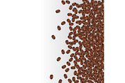 Background with coffee beans and copy space. Realistic vector illustration.