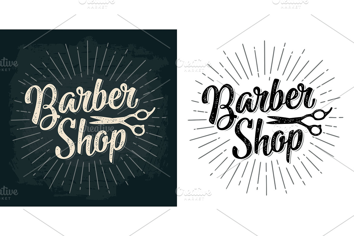 BarberShop calligraphic lettering and scissors in Illustrations - product preview 8