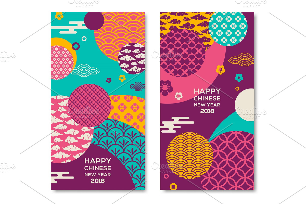 Vertical Banners with Chinese New Year geometric shapes in Illustrations - product preview 8