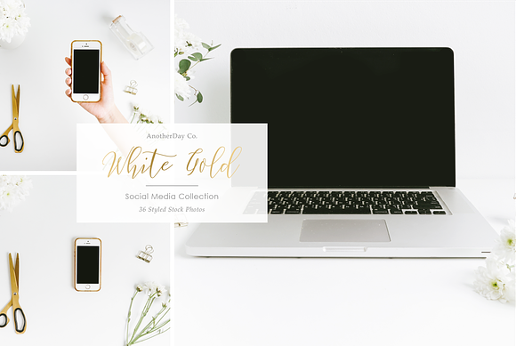 White Gold Styled Stock Photos in Mobile & Web Mockups - product preview 4
