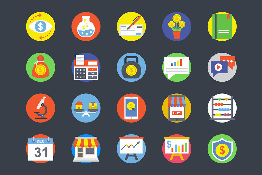 175 Flat Business Icons Set  in Graphics - product preview 8