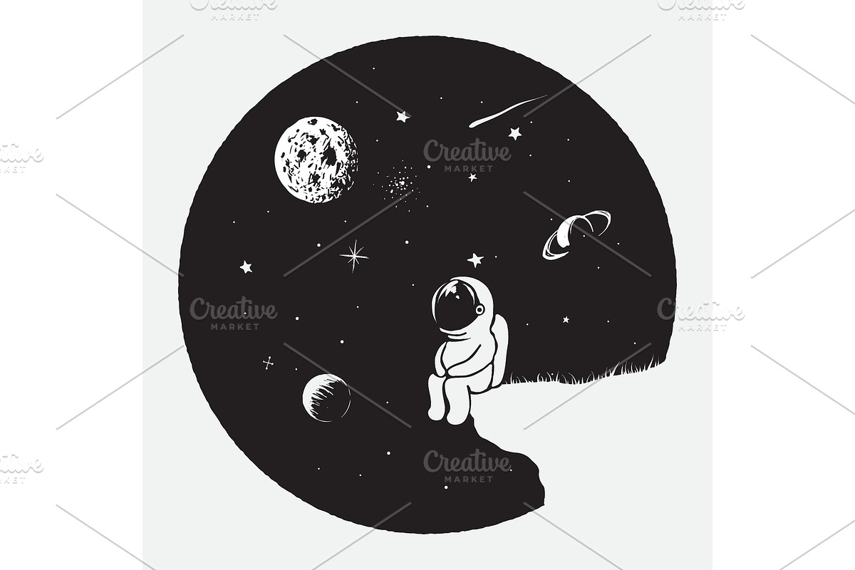 Astronaut looks to universe in Illustrations - product preview 8