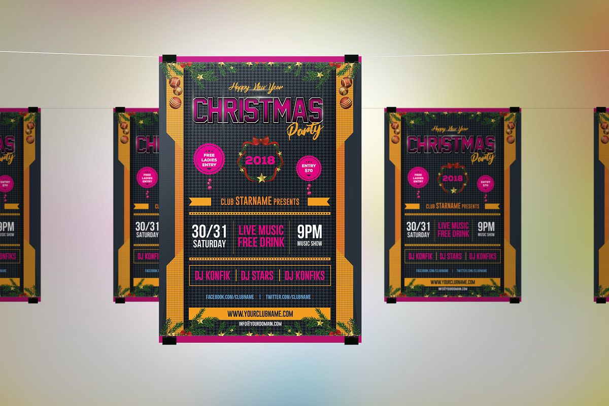 NEW YEAR CHRISTMAS PARTY FLYER 2018 in Flyer Templates - product preview 8