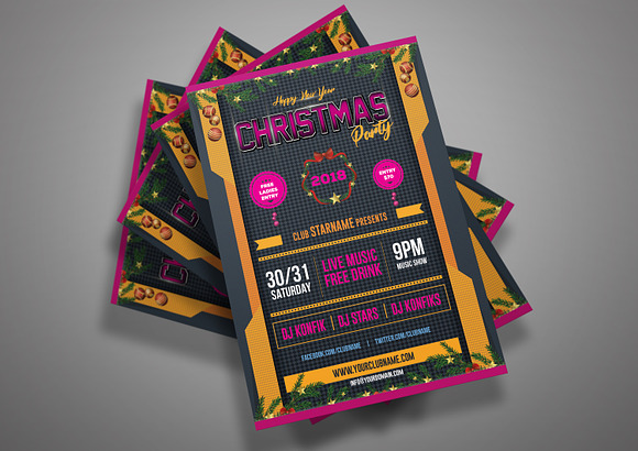 NEW YEAR CHRISTMAS PARTY FLYER 2018 in Flyer Templates - product preview 1