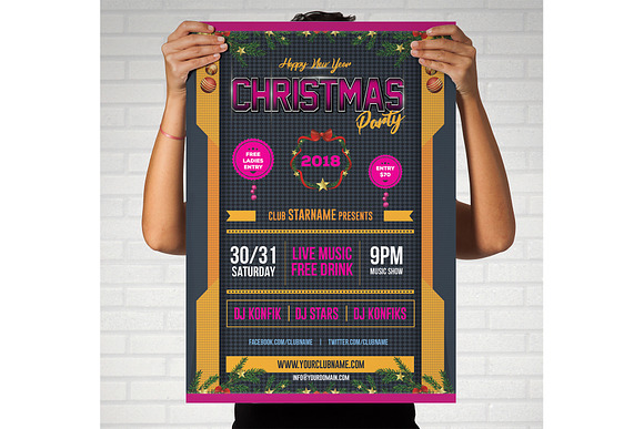 NEW YEAR CHRISTMAS PARTY FLYER 2018 in Flyer Templates - product preview 2