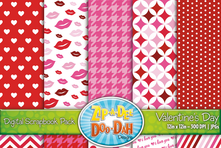 Valentine's Day Digital Paper Set in Graphics - product preview 8
