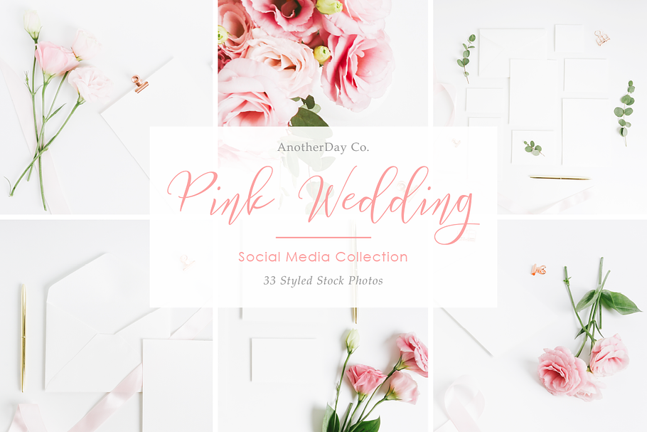 Pink Wedding Invitation Styled Stock
