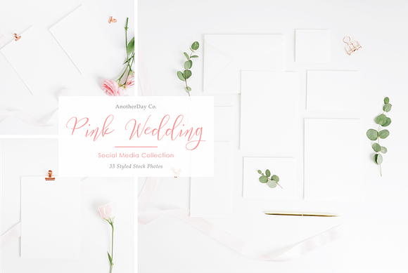 Pink Wedding Invitation Styled Stock in Print Mockups - product preview 2