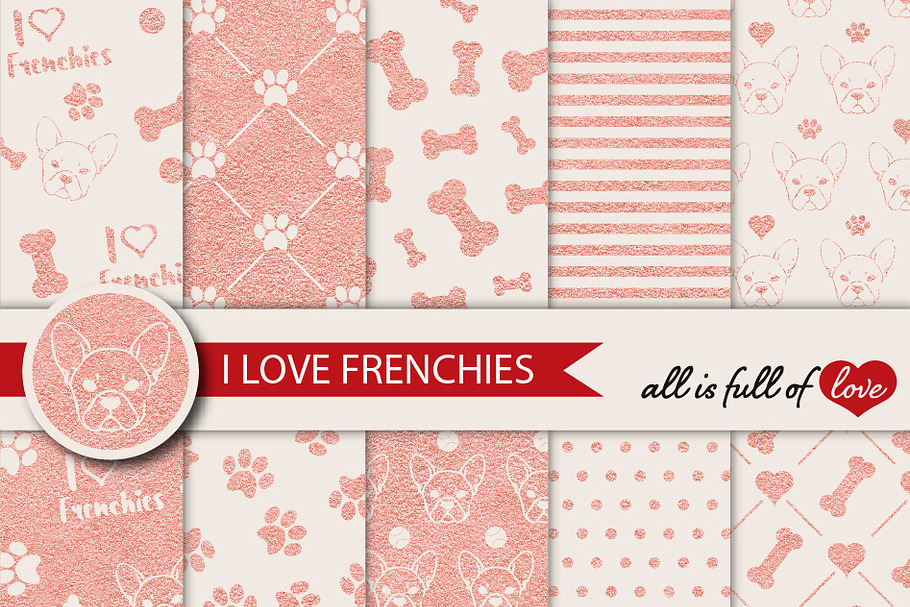 Rose Gold Papers French Bulldog in Patterns - product preview 8