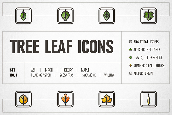 Tree Leaf Icons – Set No. 1