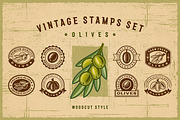 Vintage Olive Stamps Set